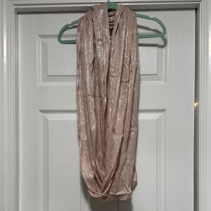 Light Pink Metallic Infinity Scarf - Shimmery Wrap